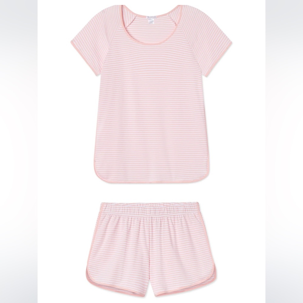 LAKE Pima Shorts Set in English Rose Stripe
